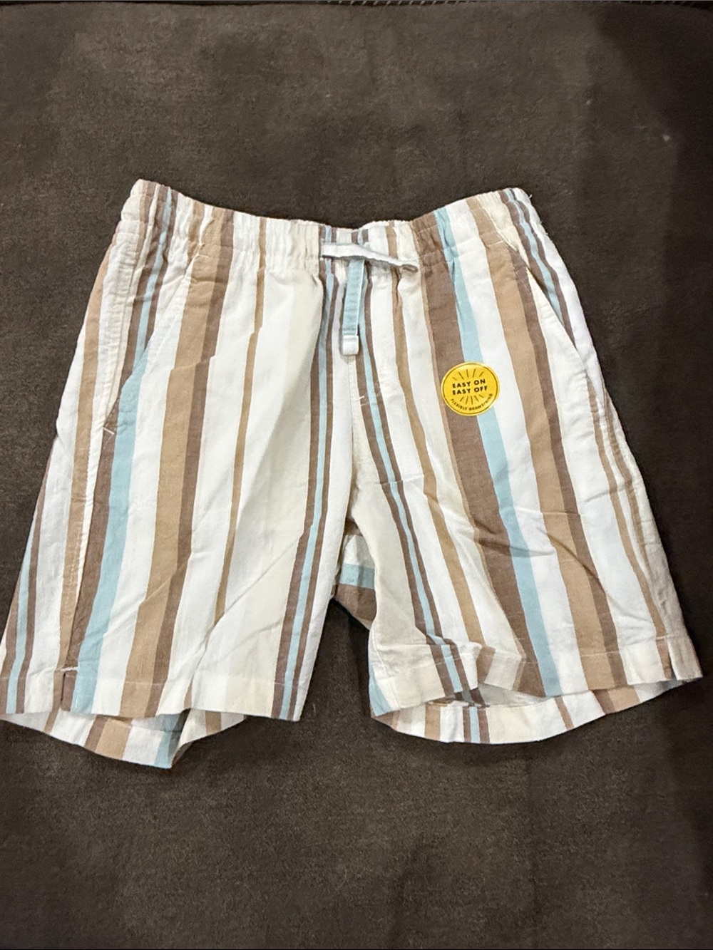 Boys kids Casual Stripe Drawstring Shorts - Blue, Brown, White